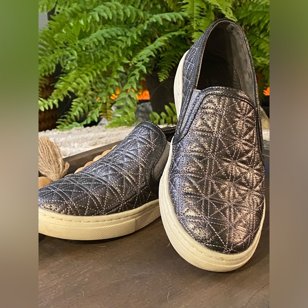 Skechers Metallic Black Slip-On Sneakers
